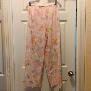 Vintage Victorias Secret Sheer Pink Mesh Lace Floral Pants 90s Stretchy Size M